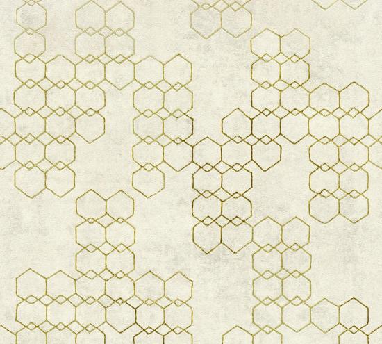 Agrandir - Papier peint hexagones dorés sur fond beige 37424-2_1